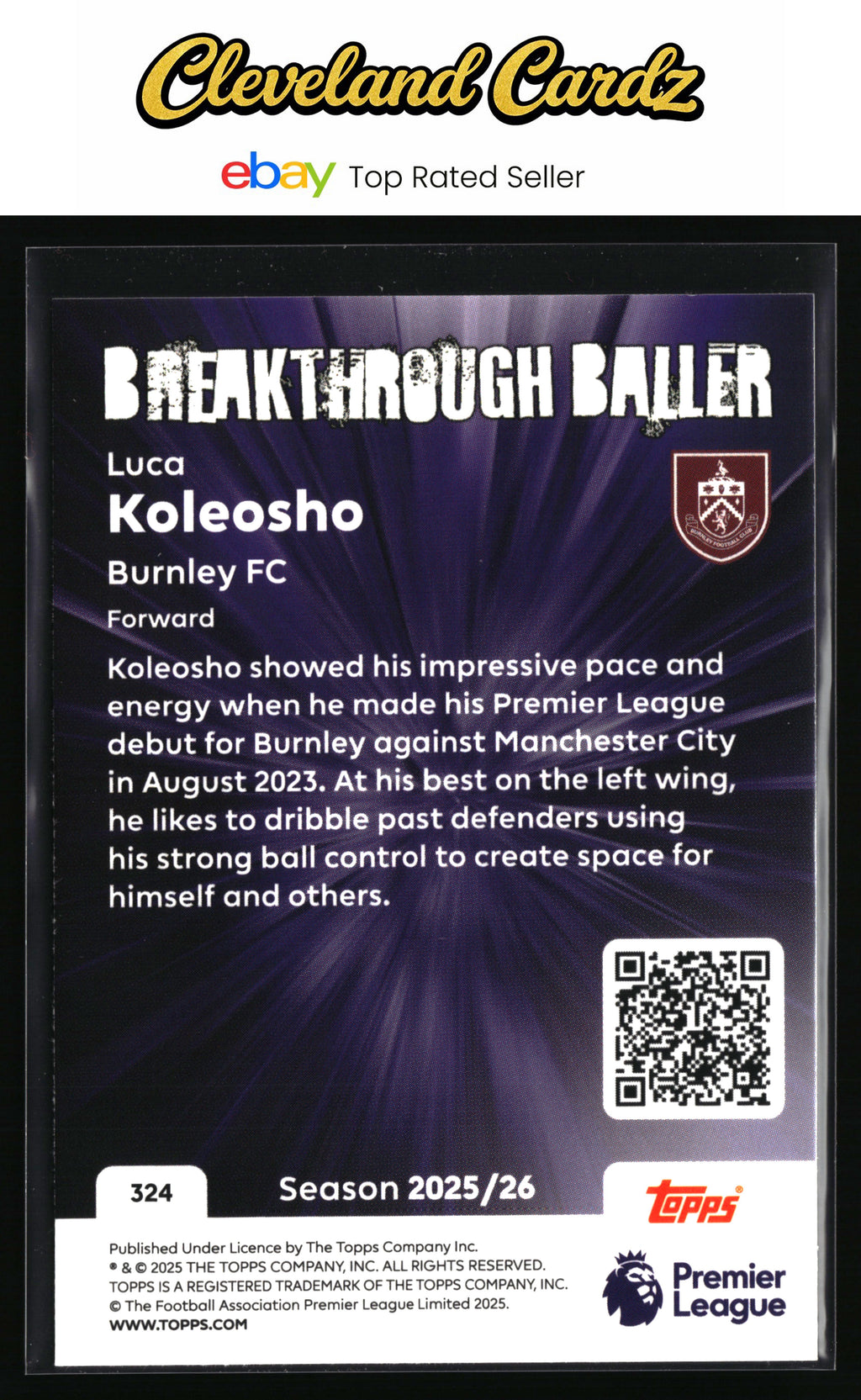 2025-26 Topps Premier League #324 Luca Koleosho