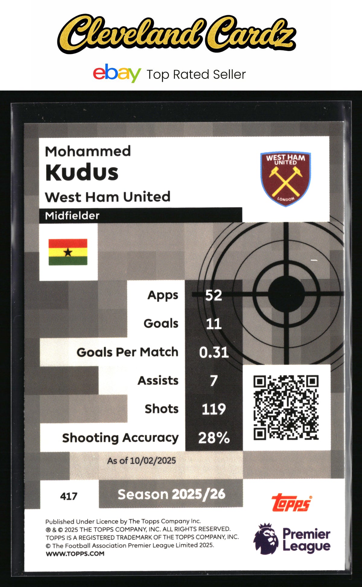 2025-26 Topps Premier League #417 Mohammed Kudus