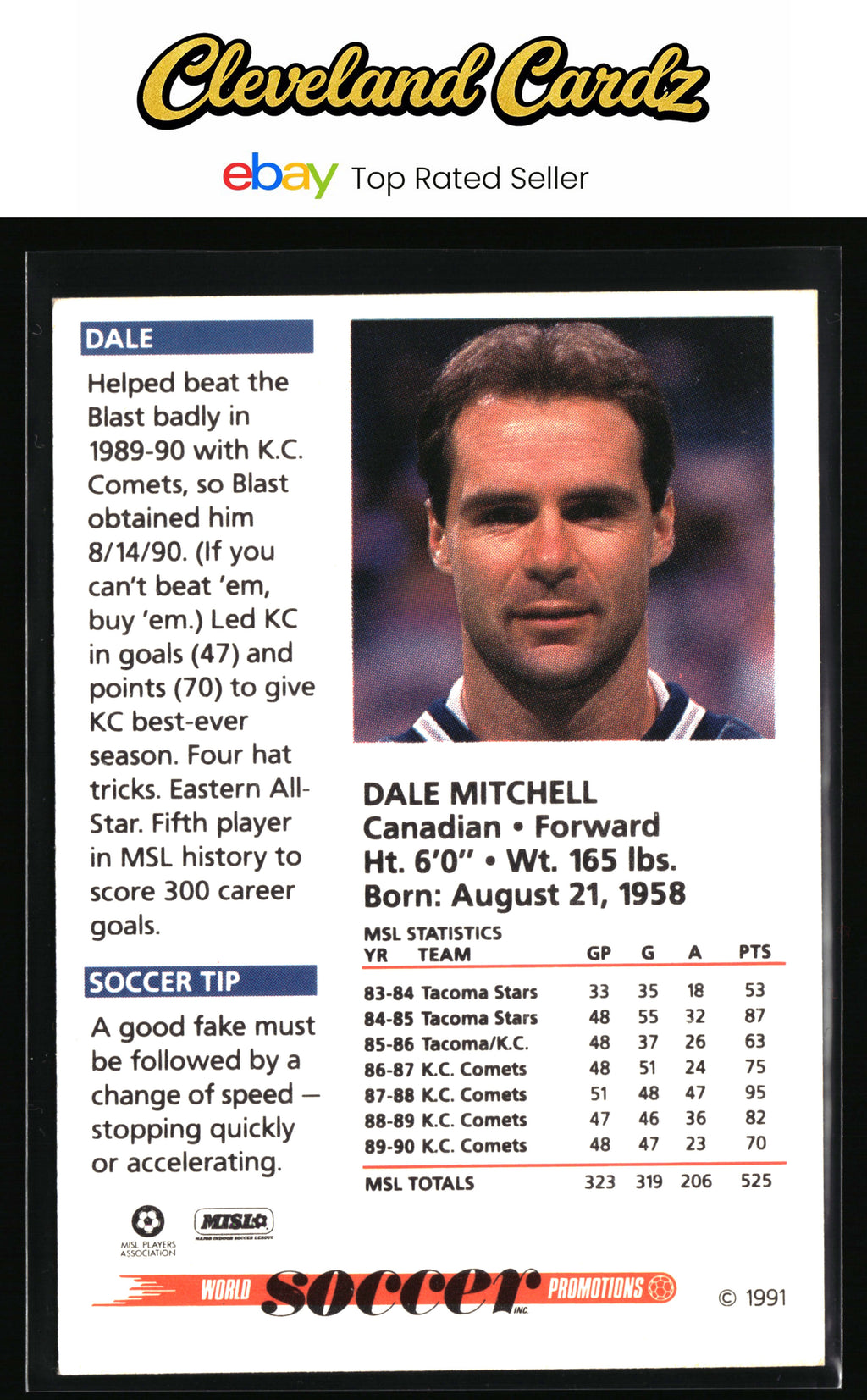 1991 Soccer Shots MSL #048 Dale Mitchell