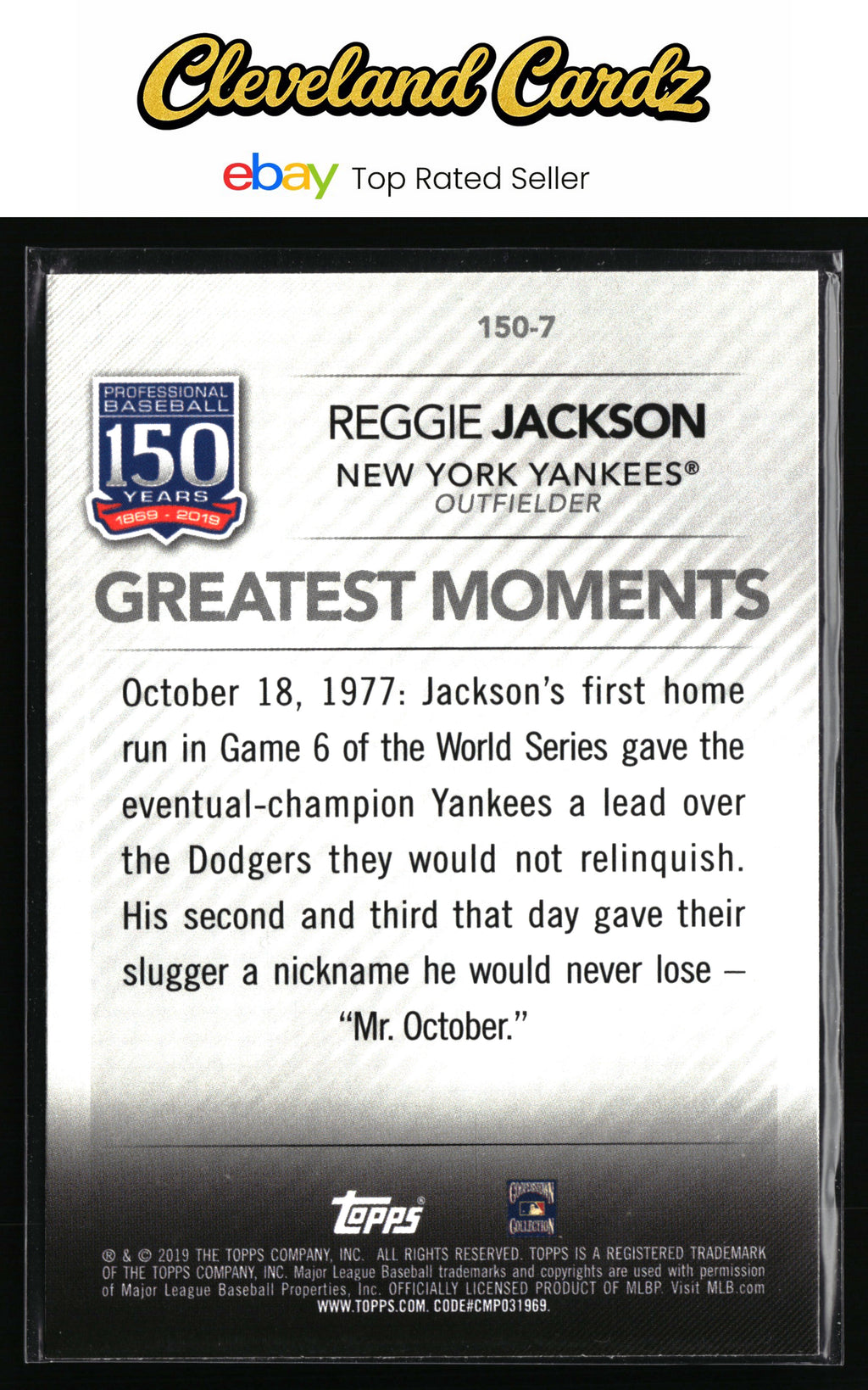 2019 Topps #150-7 Reggie Jackson 150 Years of Professional Baseball