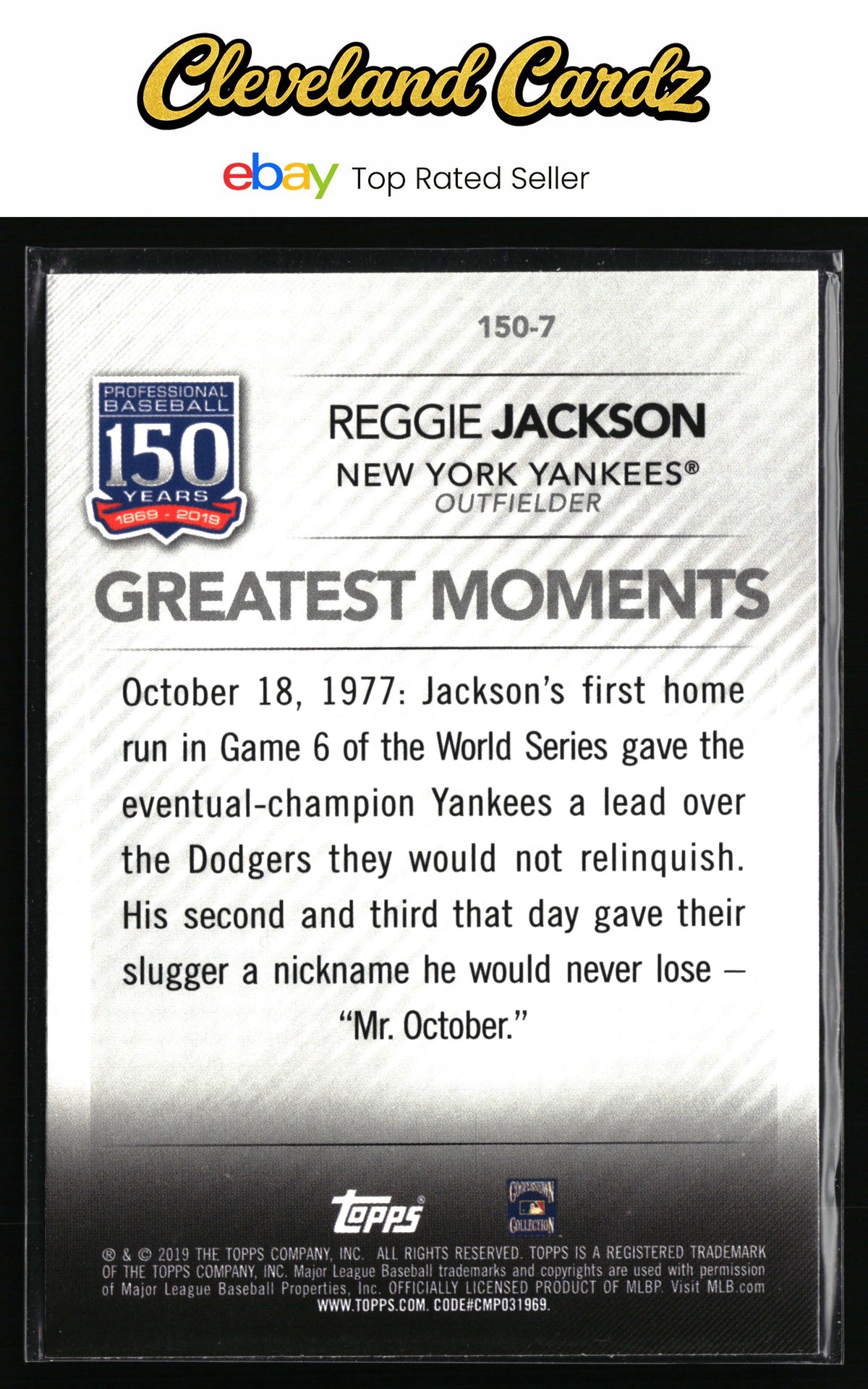 2019 Topps #150-7 Reggie Jackson 150 Years of Professional Baseball