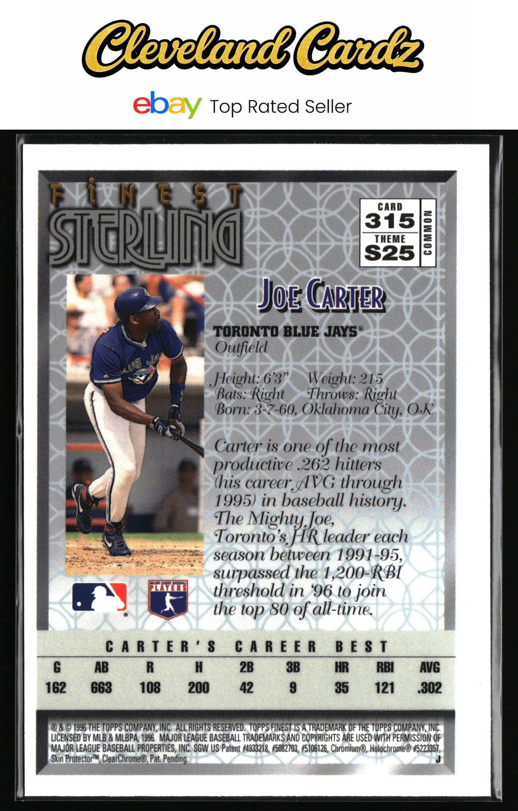 1996 Finest #315 Joe Carter