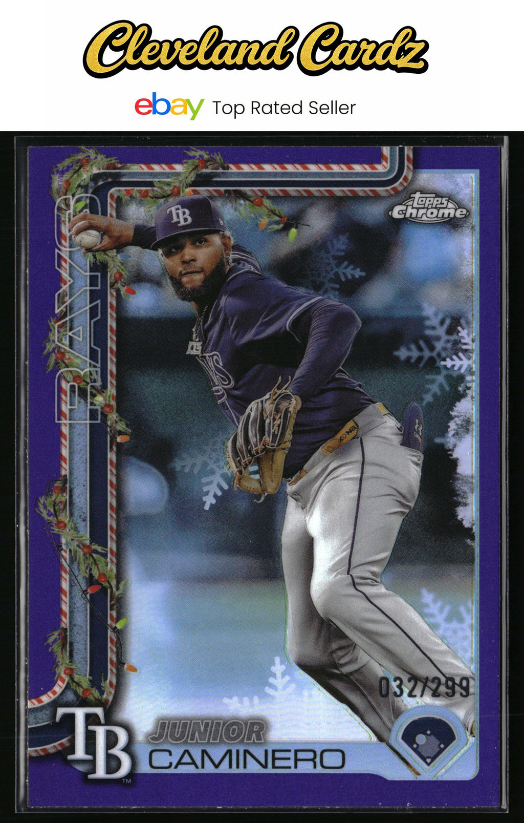 2025 Topps Holiday #HC3 Junior Caminero Chrome Purple Refractor #/299 COLORMATCH