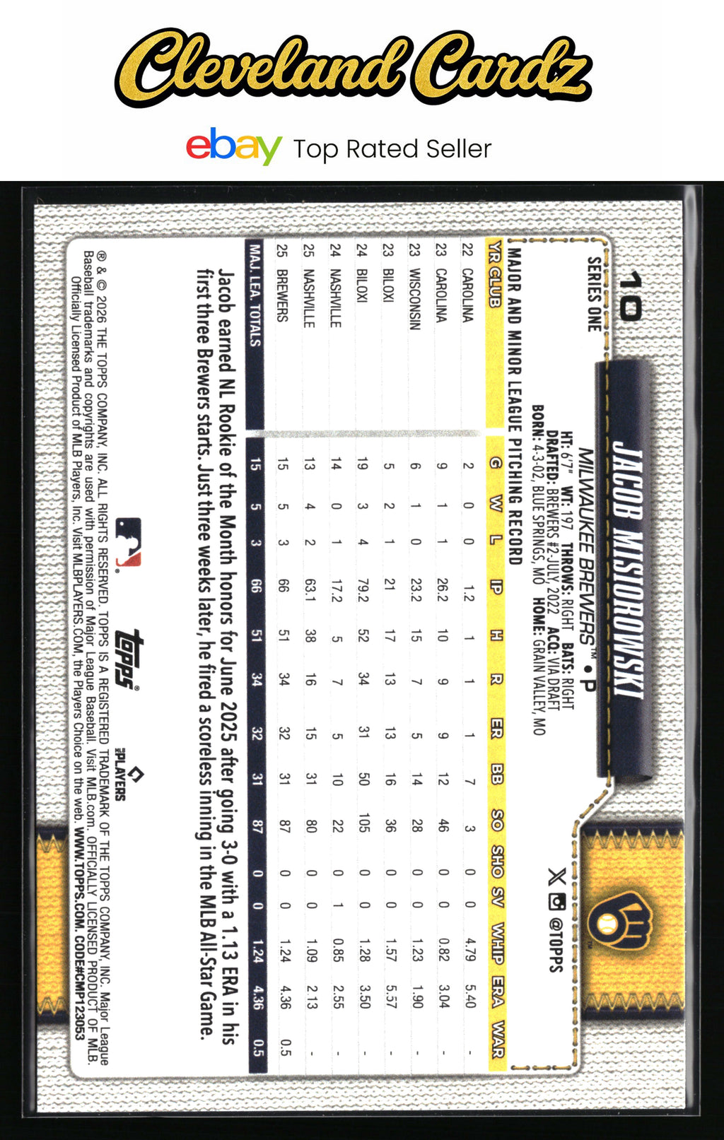 2026 Topps #10 Jacob Misiorowski
