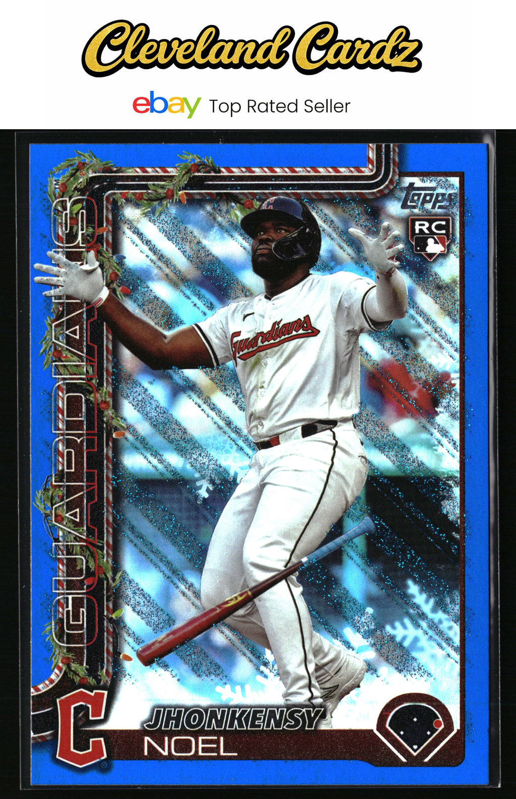 2025 Topps Holiday #H120 Jhonkensy Noel Blue Metallic Glitter Holiday