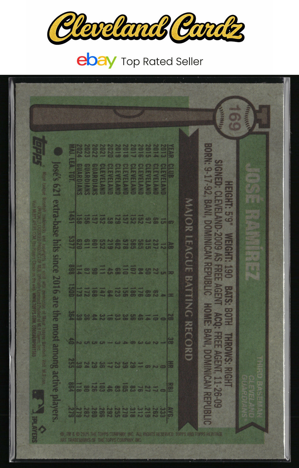 2025 Topps Heritage #169 José Ramírez Chrome Silver Sparkle Refractor