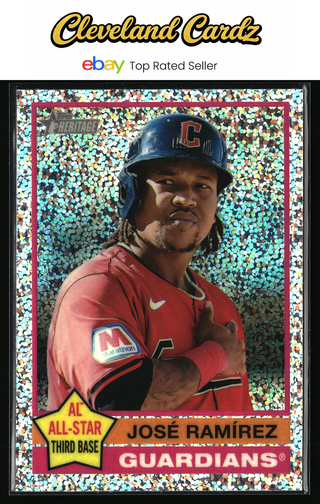 2025 Topps Heritage #169 José Ramírez Chrome Silver Sparkle Refractor