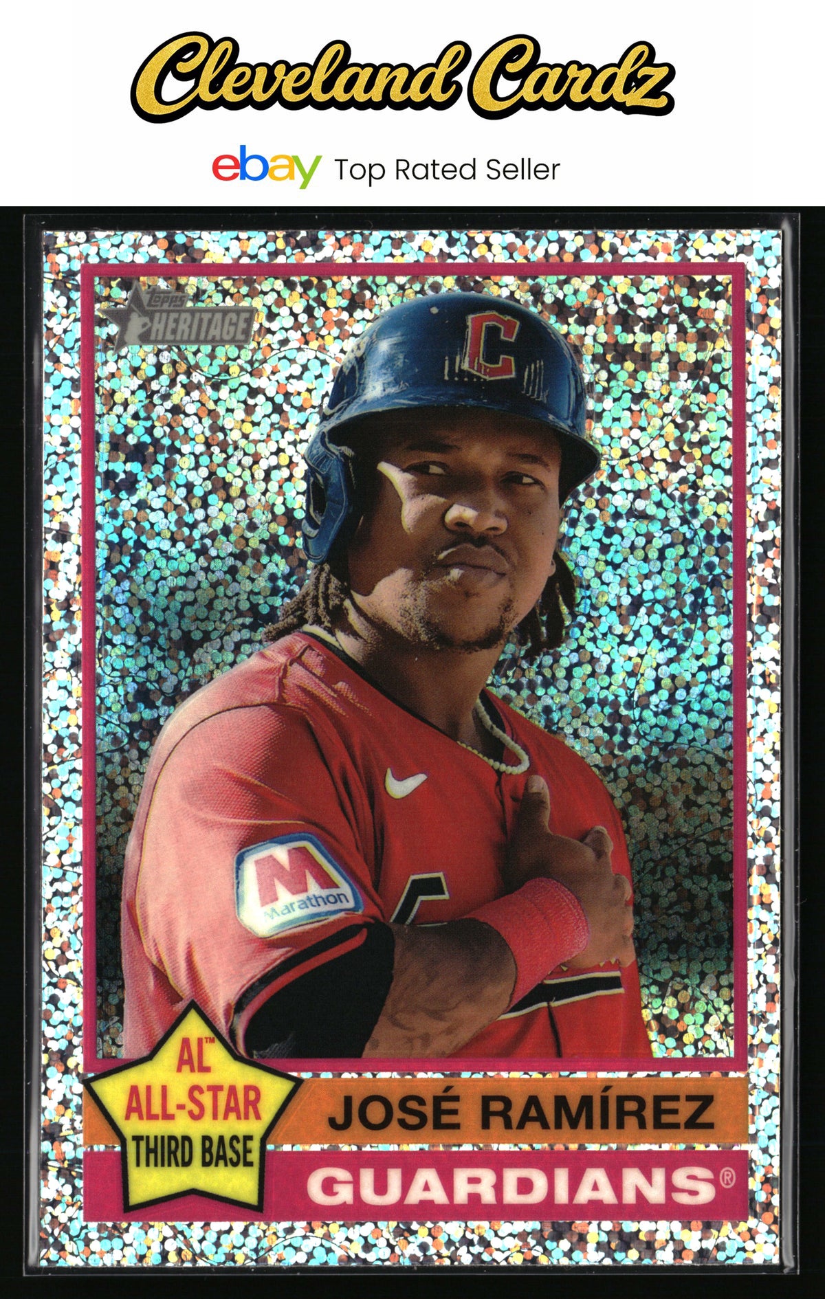 2025 Topps Heritage #169 José Ramírez Chrome Silver Sparkle Refractor