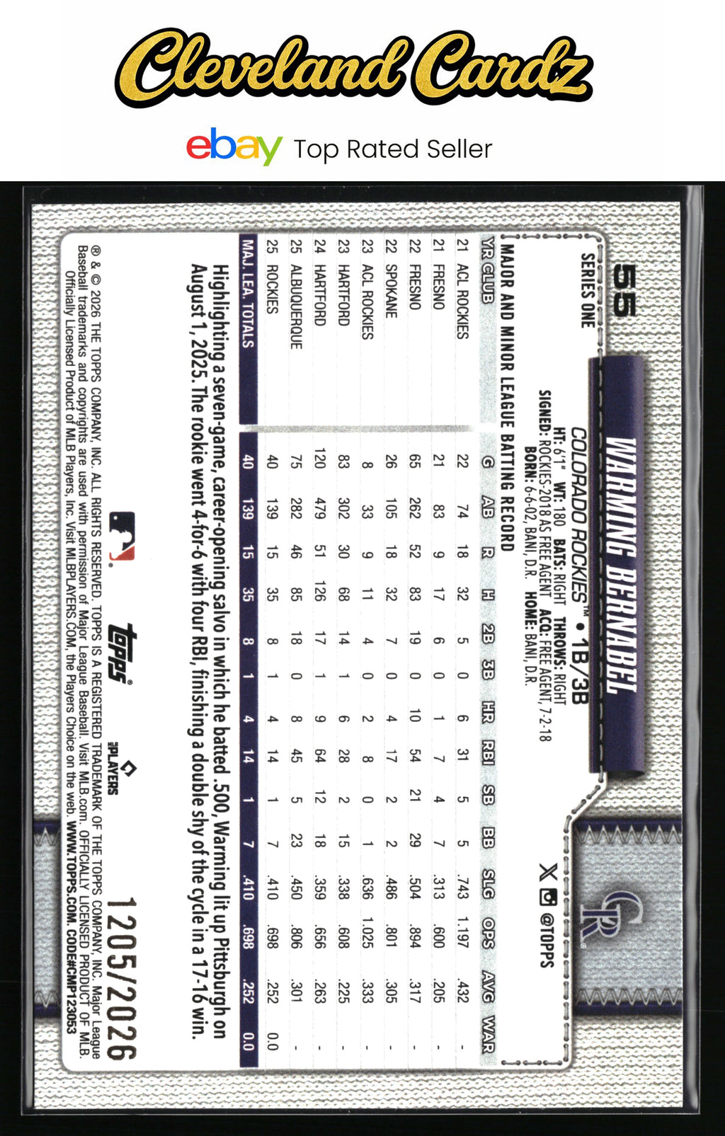 2026 Topps #55 Warming Bernabel Gold #/2026