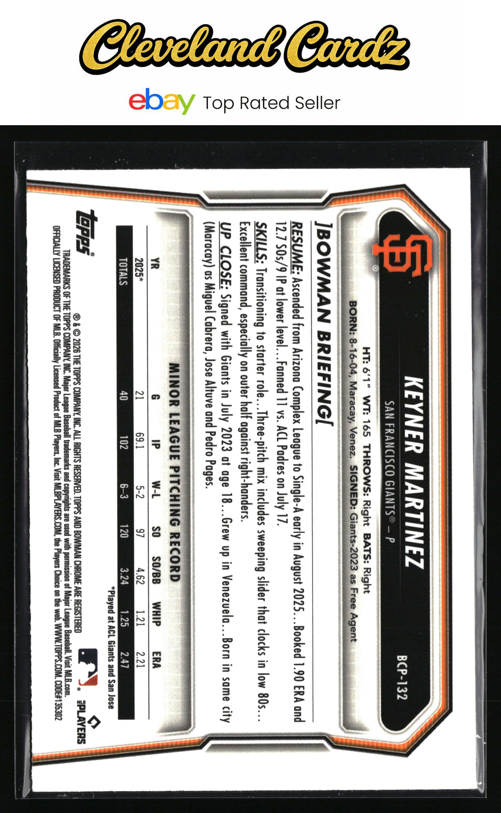 2026 Bowman #BCP-132 Keyner Martinez Chrome Prospects Lazer Refractor