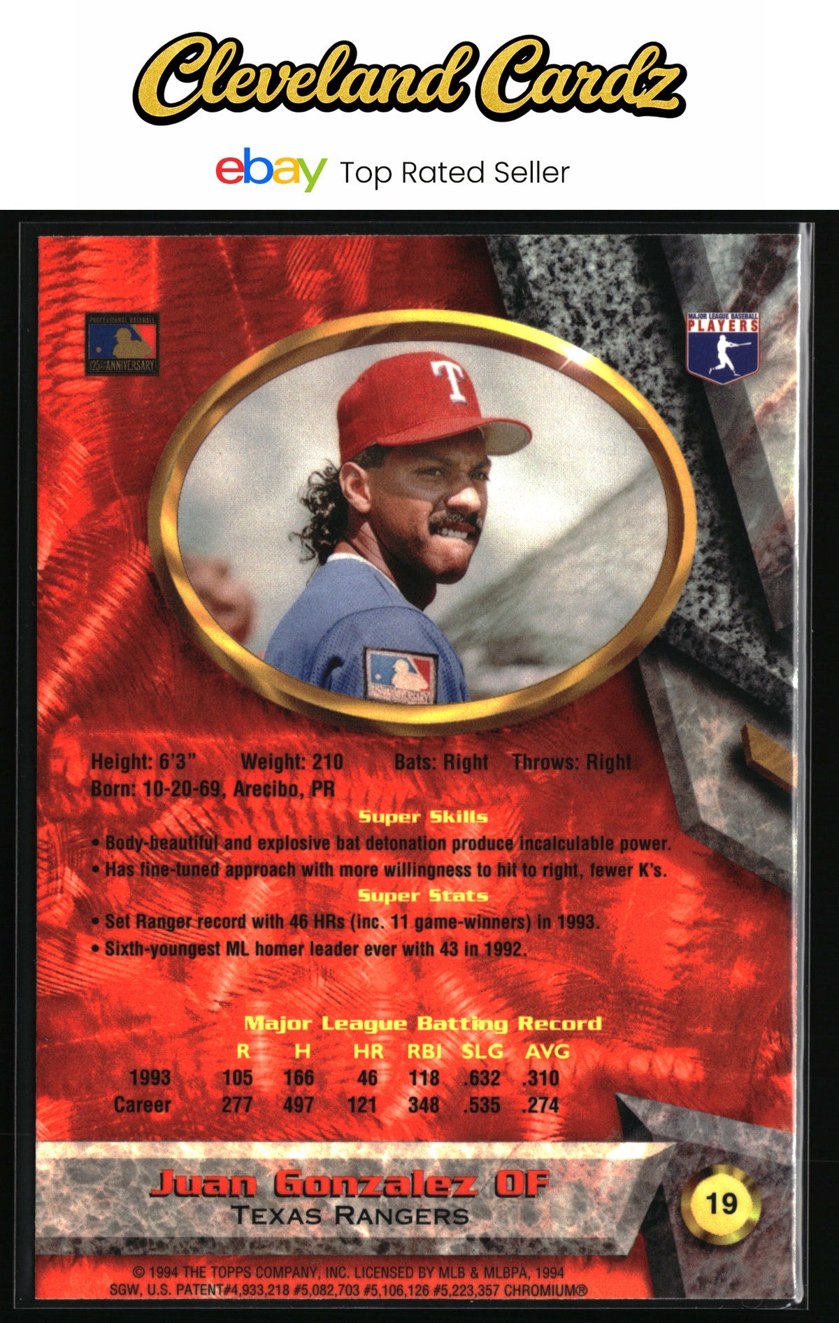 1994 Bowman's Best #19 Juan Gonzalez