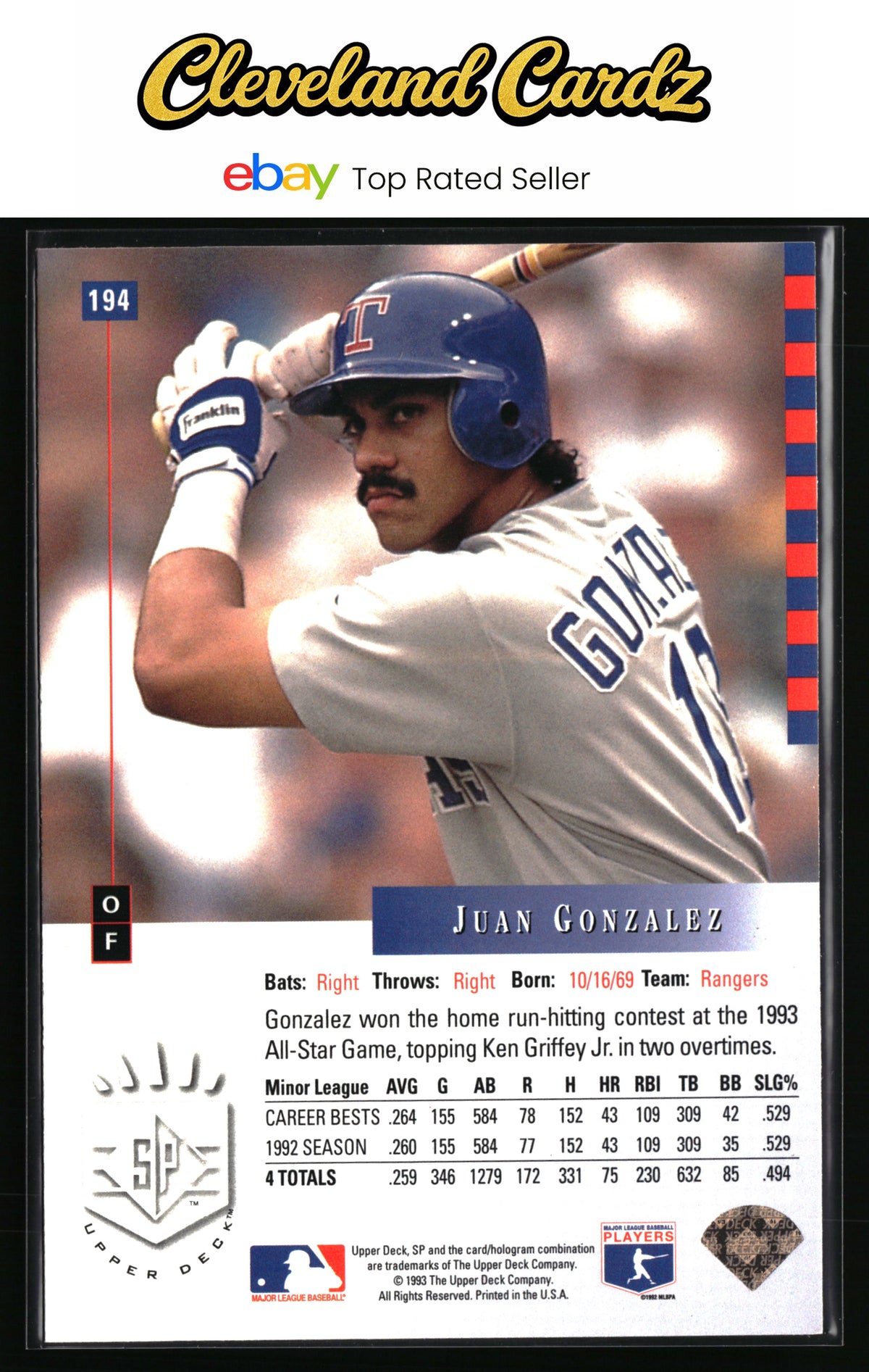 1993 SP #194 Juan Gonzalez