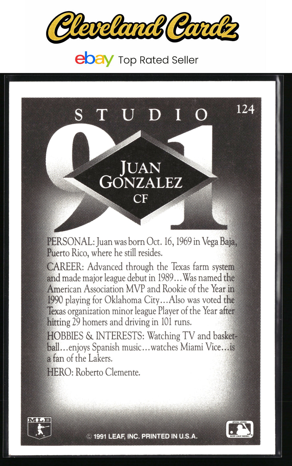 1991 Studio #124 Juan Gonzalez