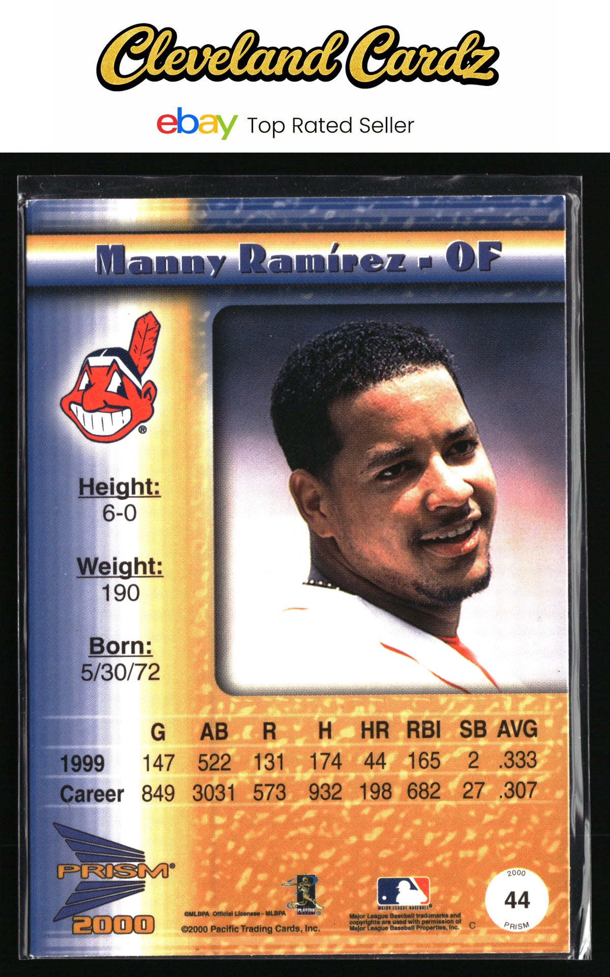 2000 Pacific Prism #44 Manny Ramirez Texture Silver