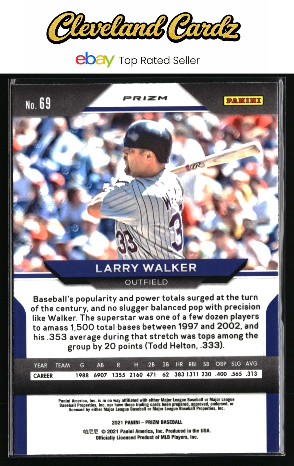 2021 Panini Prizm #69 Larry Walker White Wave Prizm