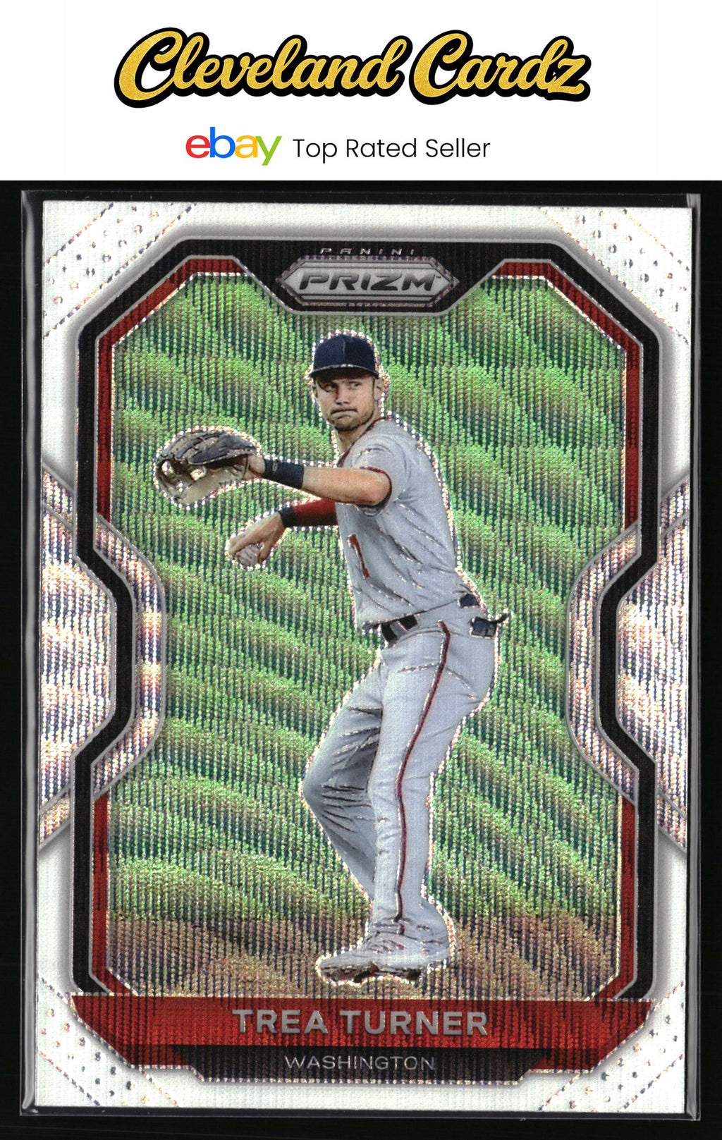2021 Panini Prizm #24 Trea Turner White Wave Prizm