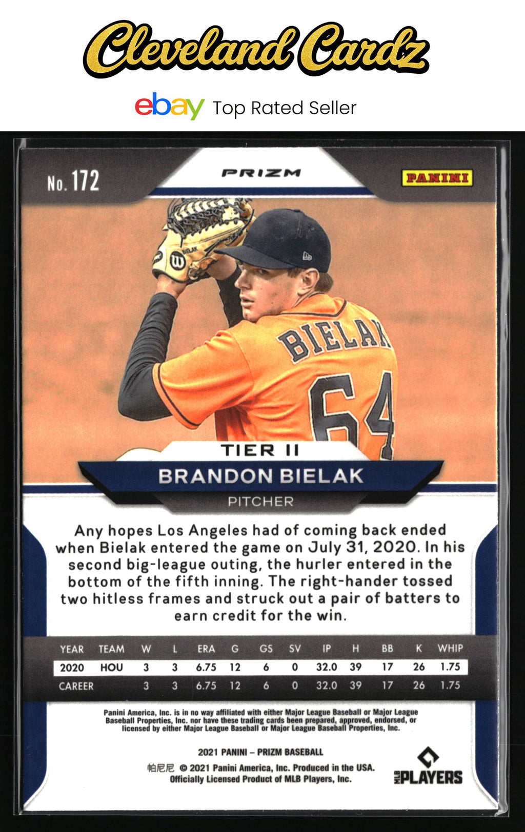 2021 Panini Prizm #172 Brandon Bielak White Wave Prizm