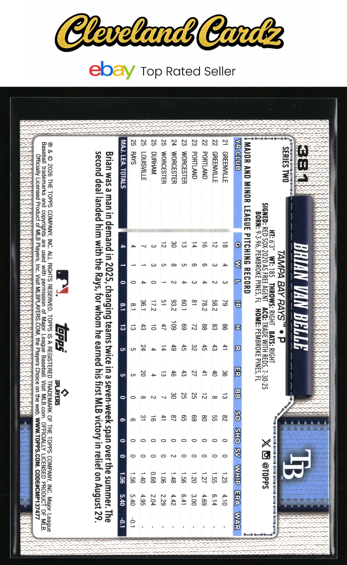 2026 Topps #381 Brian Van Belle Holo Foil