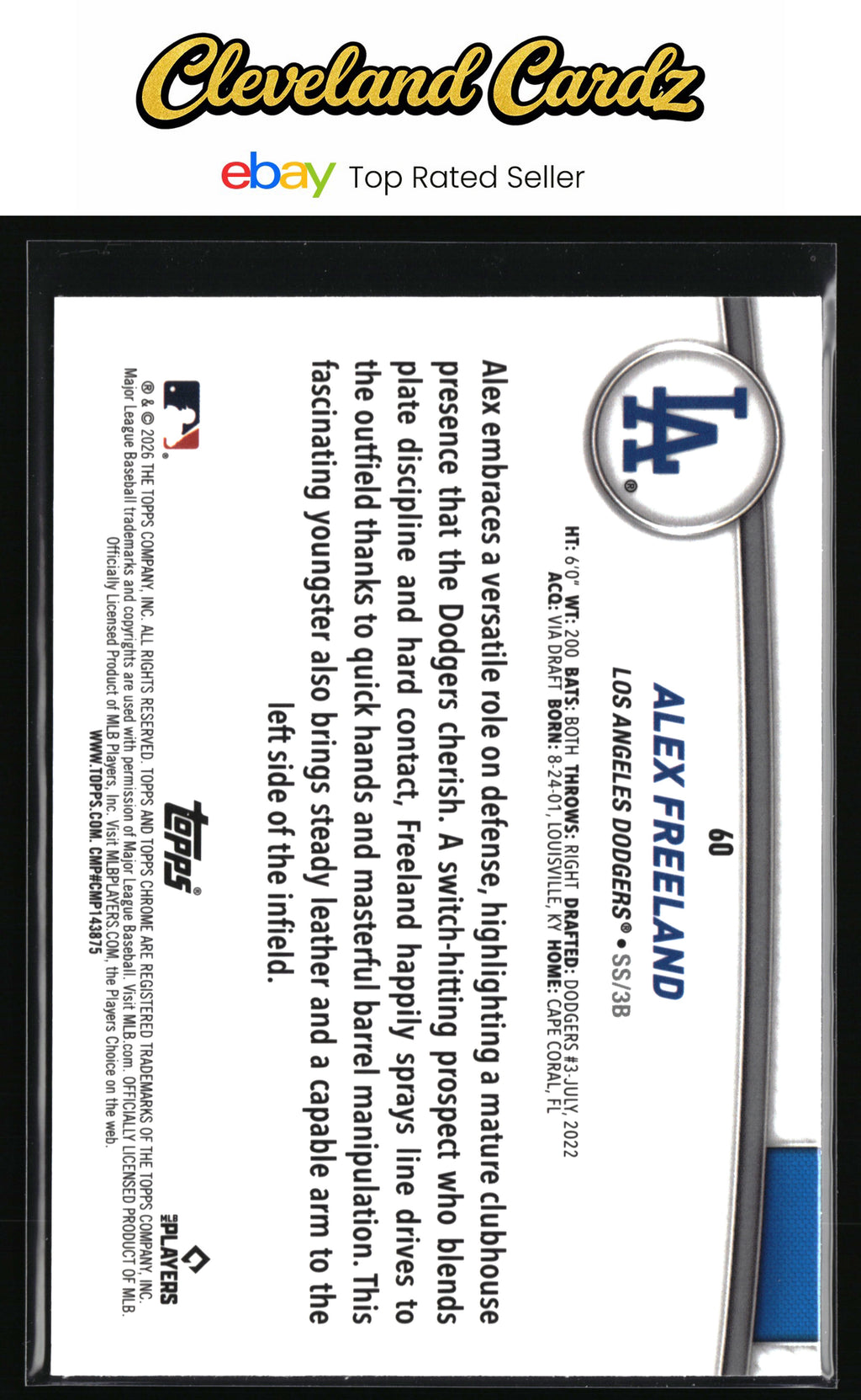 2026 Topps #60 Alex Freeland Flagship Collection Chrome (Series Two)