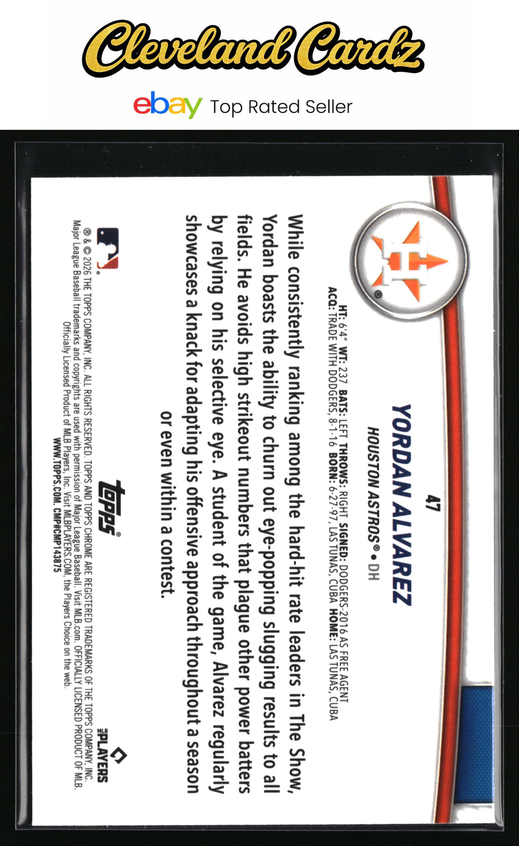 2026 Topps #47 Yordan Alvarez Flagship Collection Chrome (Series Two)
