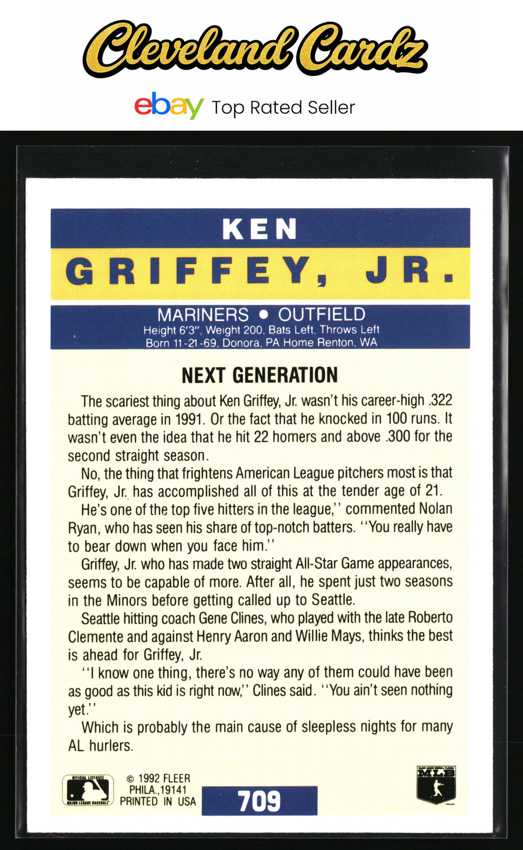 1992 Fleer #709 Ken Griffey, Jr.