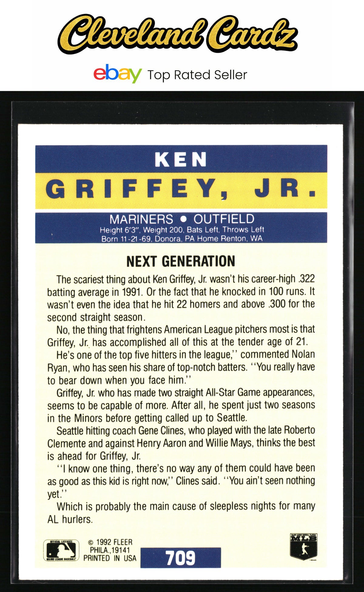 1992 Fleer #709 Ken Griffey, Jr.