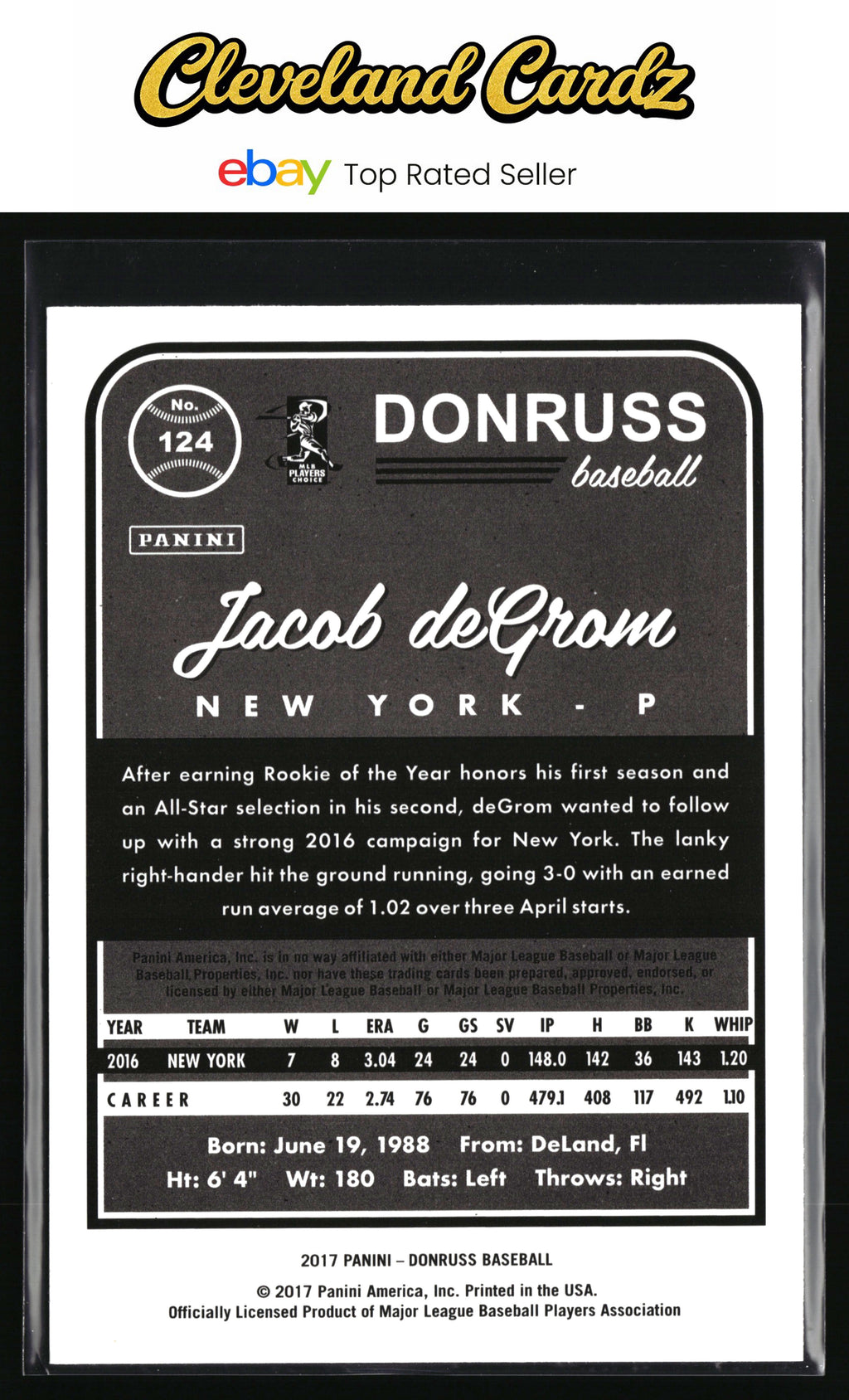2017 Donruss #124 Jacob deGrom