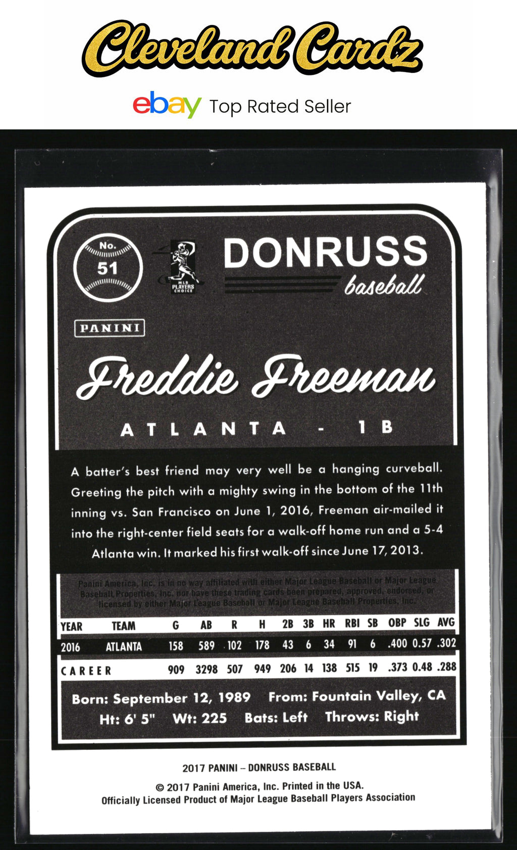 2017 Donruss #51 Freddie Freeman
