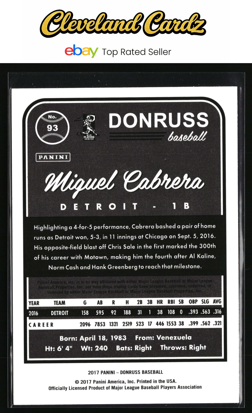2017 Donruss #93 Miguel Cabrera