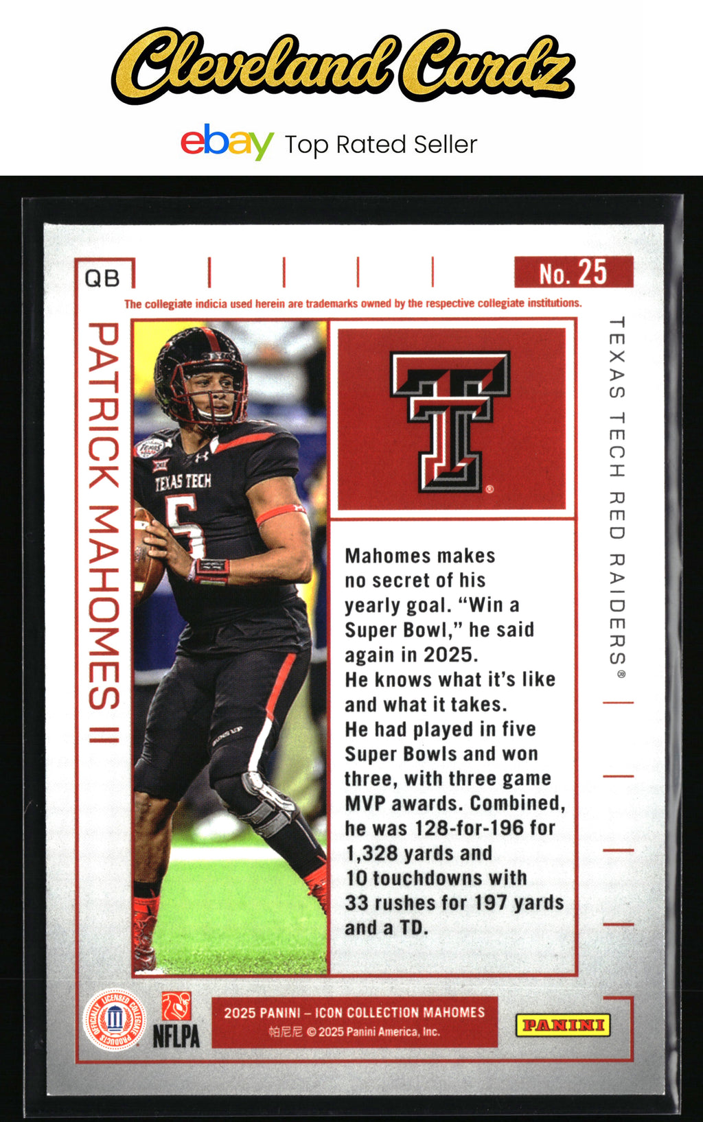 2025 Panini Authentically Mahomes Icon Collection #25 Patrick Mahomes II Red