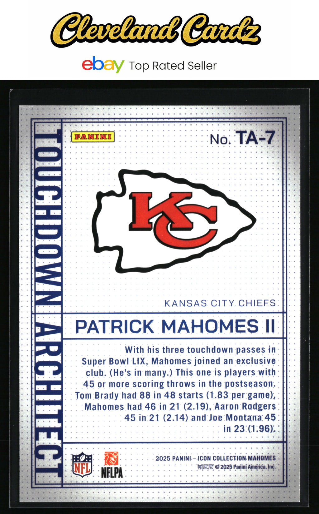 2025 Panini Mahomes Icon Collection - Touchdown Architect #TA-7 Patrick Mahomes