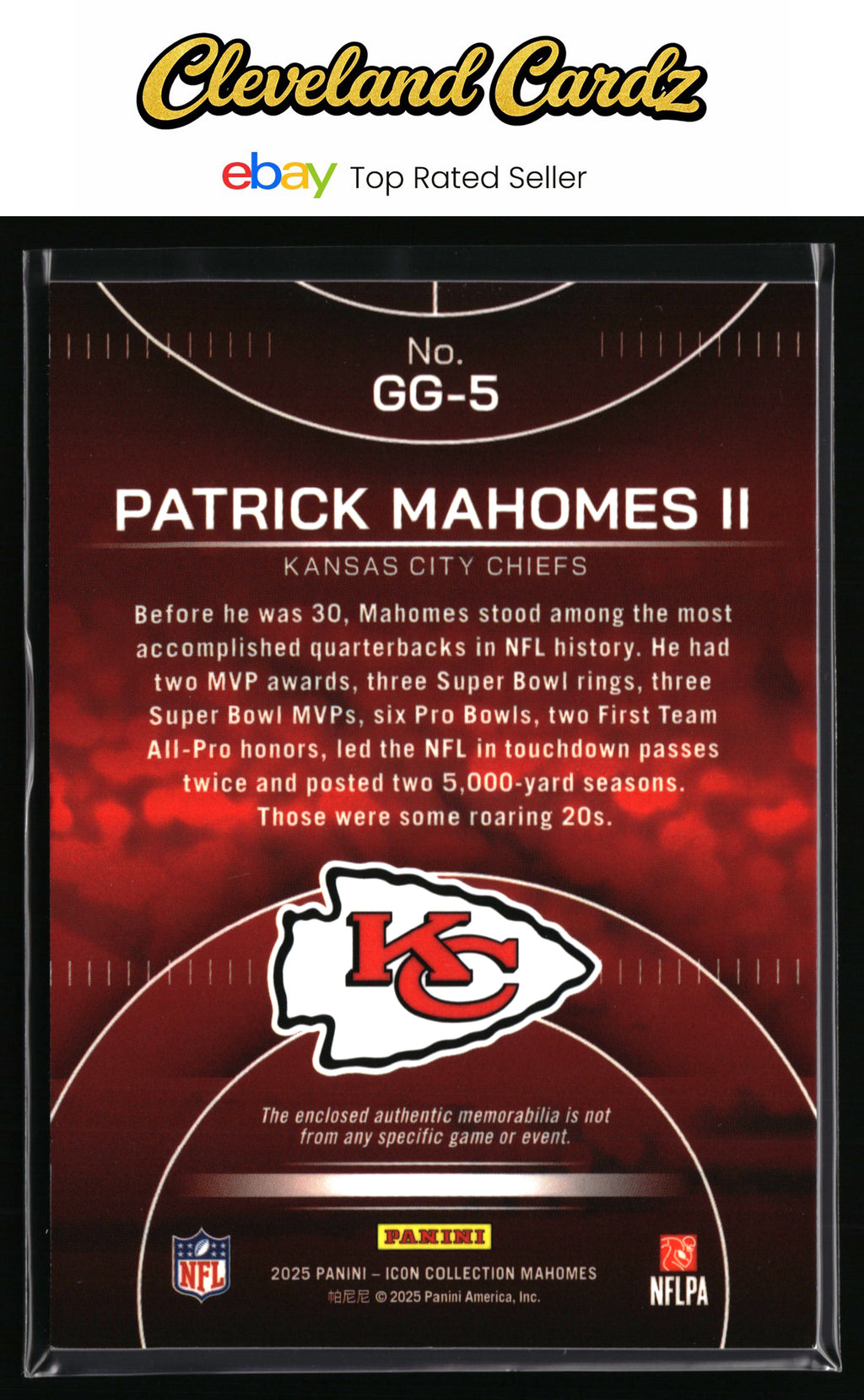 2025 Panini Mahomes Icon Collection - Game Gear #GG-5 Patrick Mahomes II