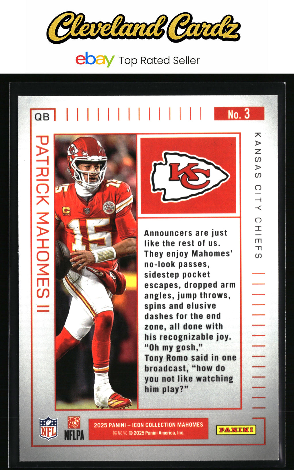 2025 Panini Authentically Mahomes Icon Collection #3 Patrick Mahomes II