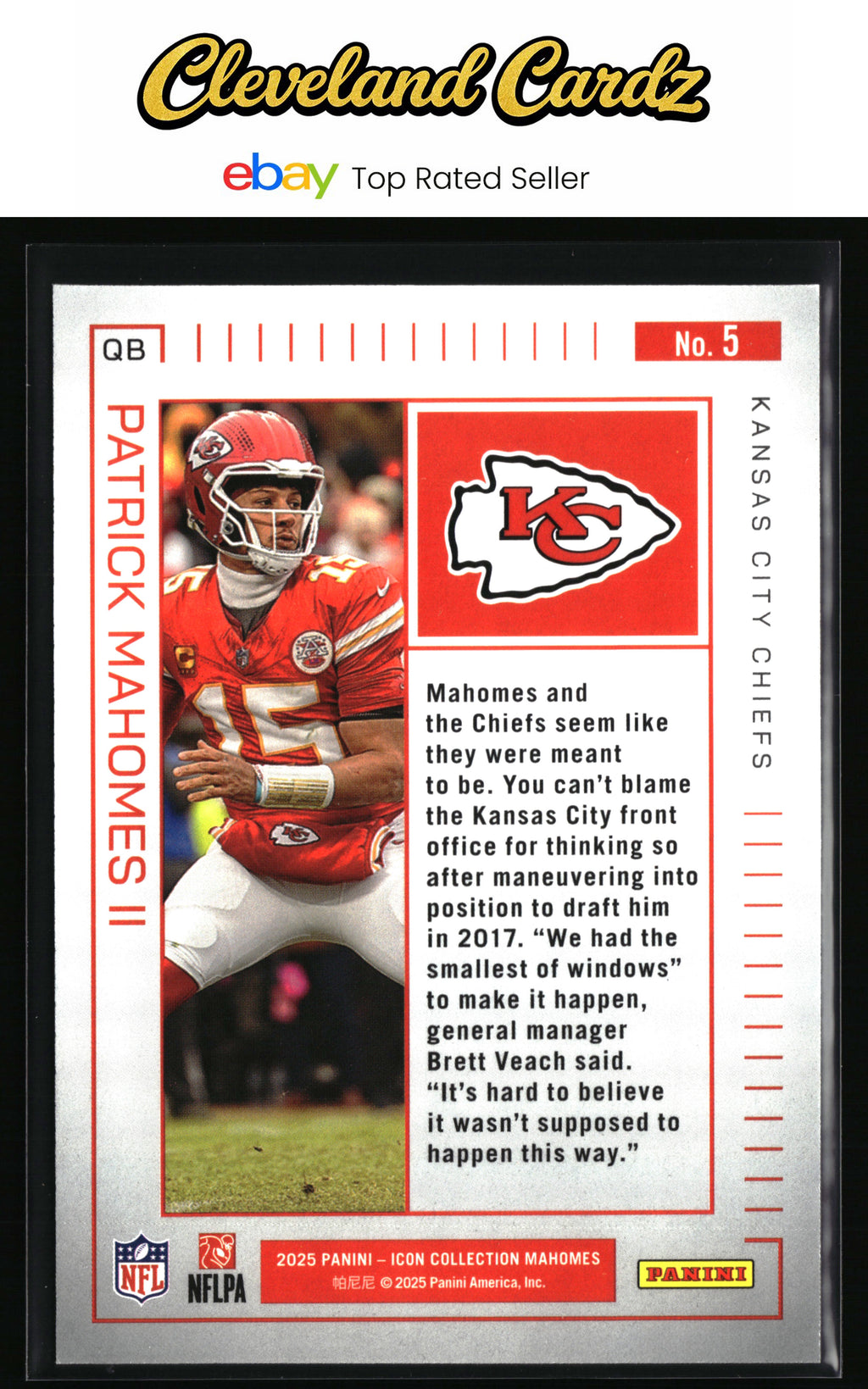 2025 Panini Authentically Mahomes Icon Collection - Red #5 Patrick Mahomes II