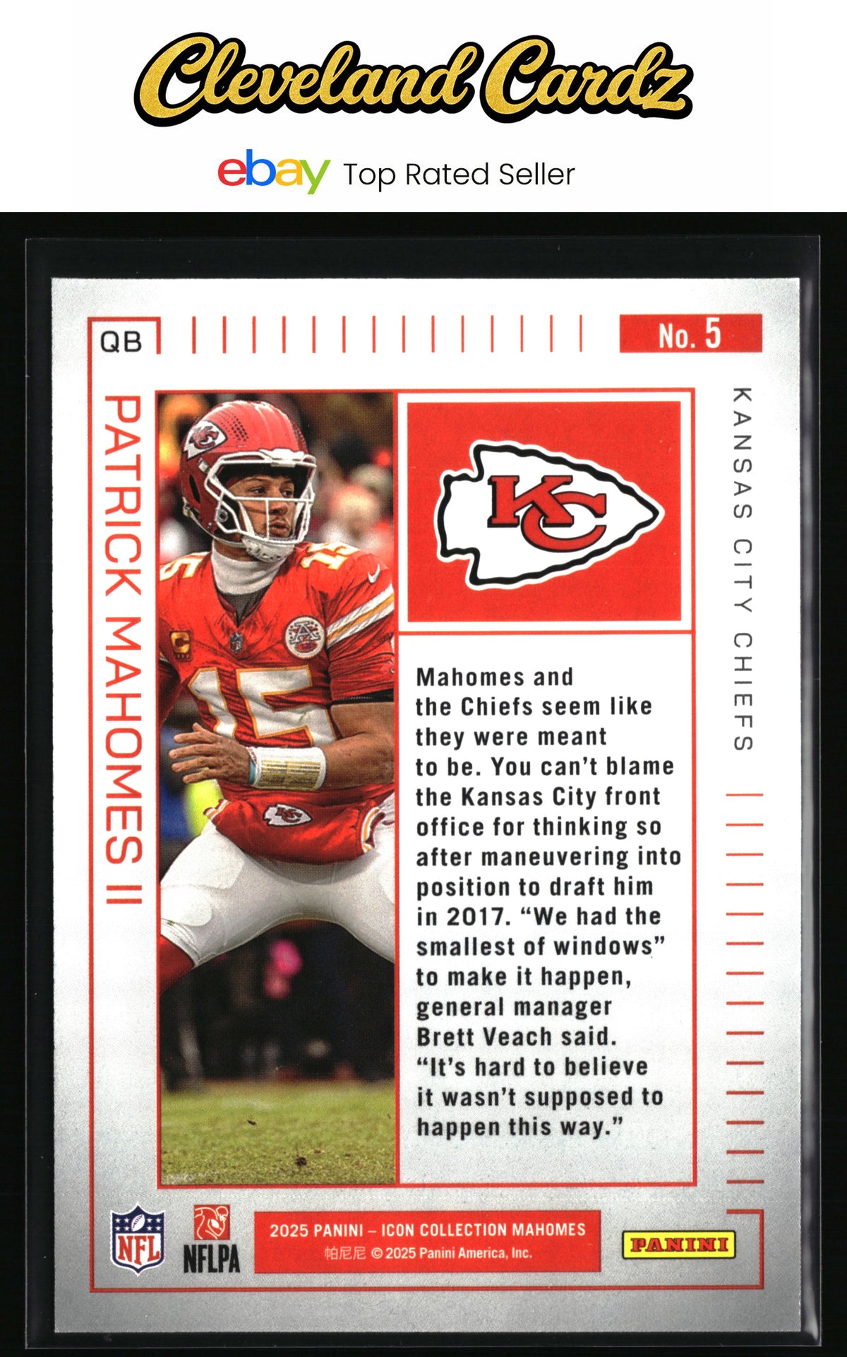 2025 Panini Authentically Mahomes Icon Collection - Red #5 Patrick Mahomes II