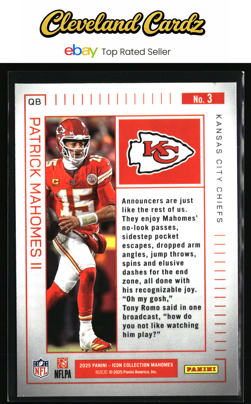 2025 Panini Authentically Mahomes Icon Collection #3 Patrick Mahomes II
