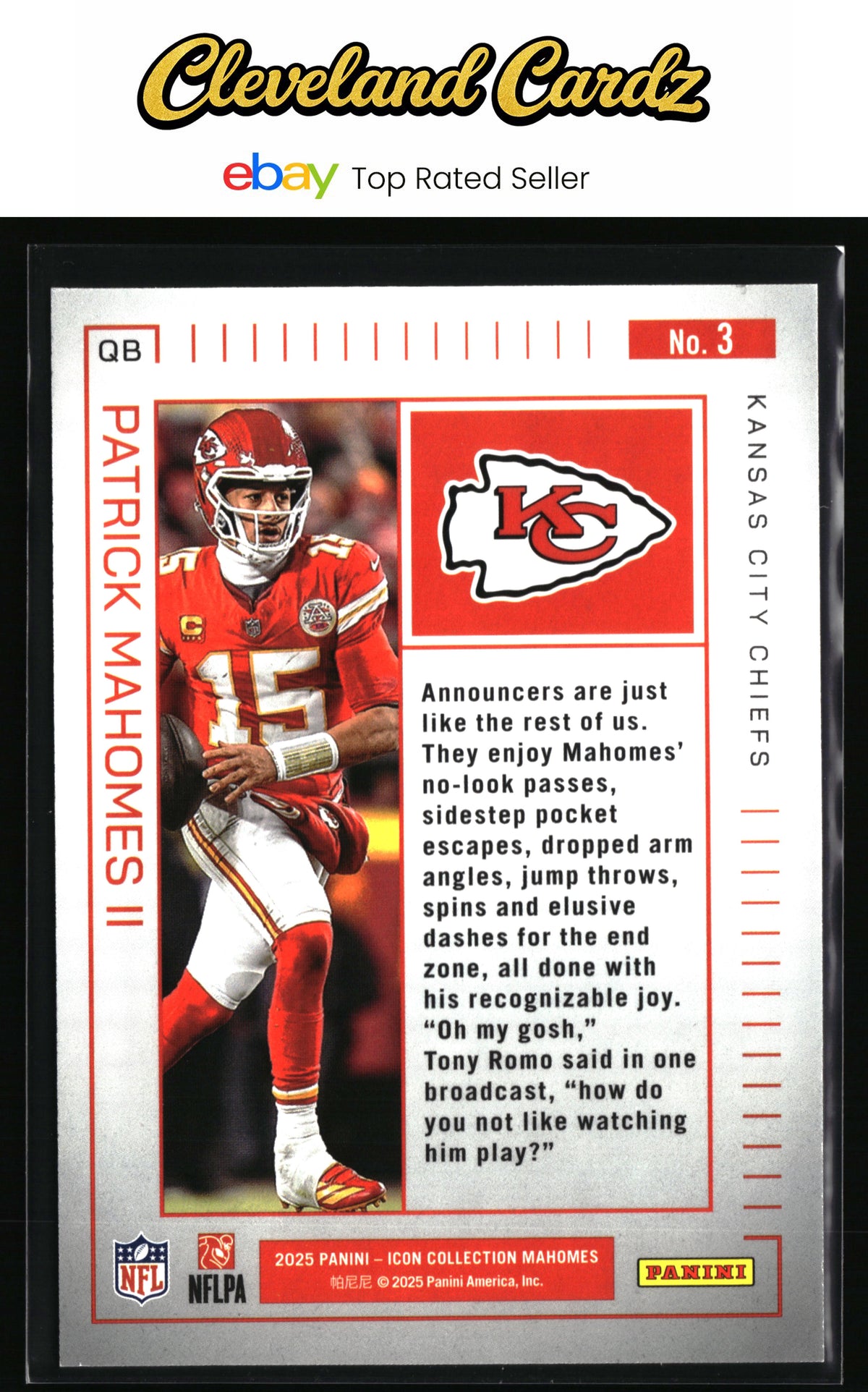2025 Panini Authentically Mahomes Icon Collection #3 Patrick Mahomes II