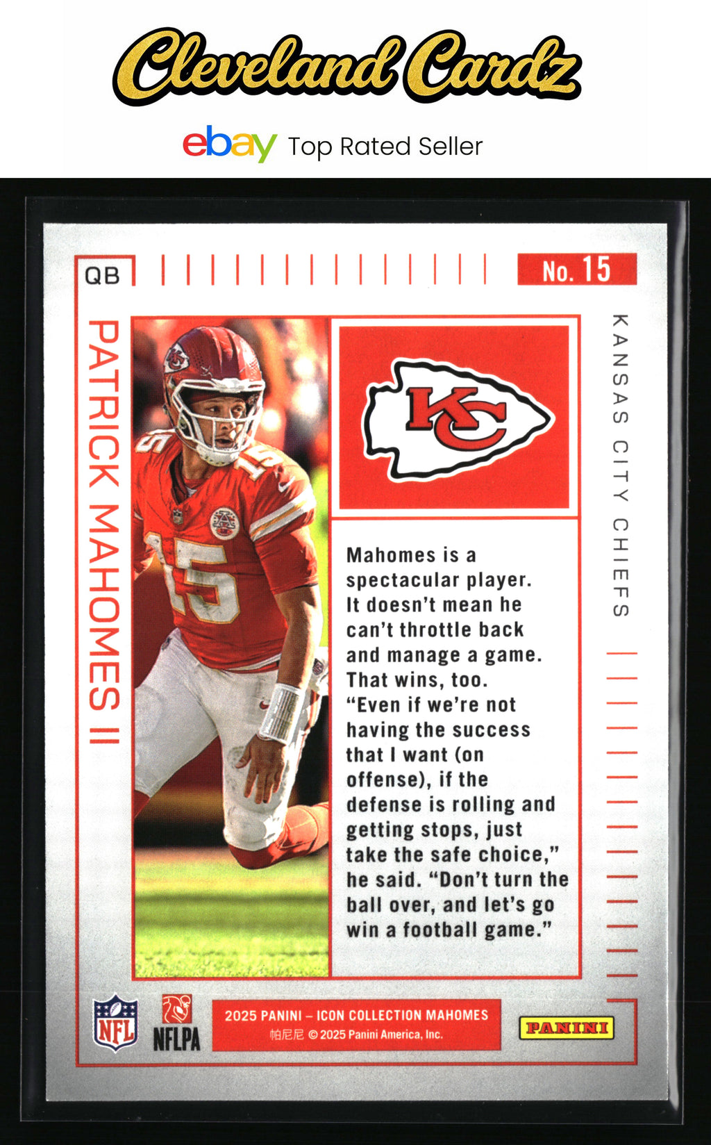 2025 Panini Authentically Mahomes Icon Collection - Red #15 Patrick Mahomes II