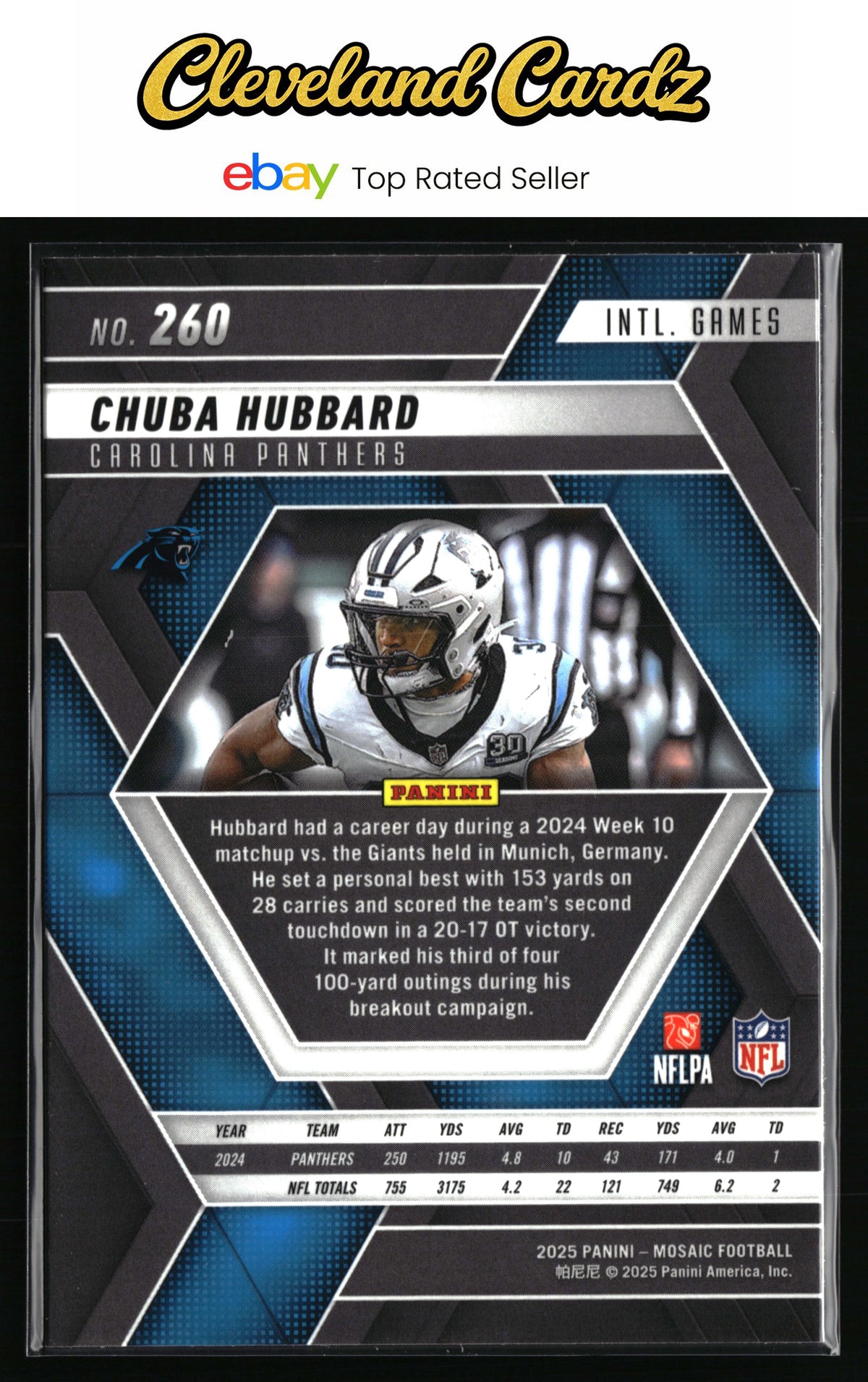 2025 Panini Mosaic #260 Chuba Hubbard