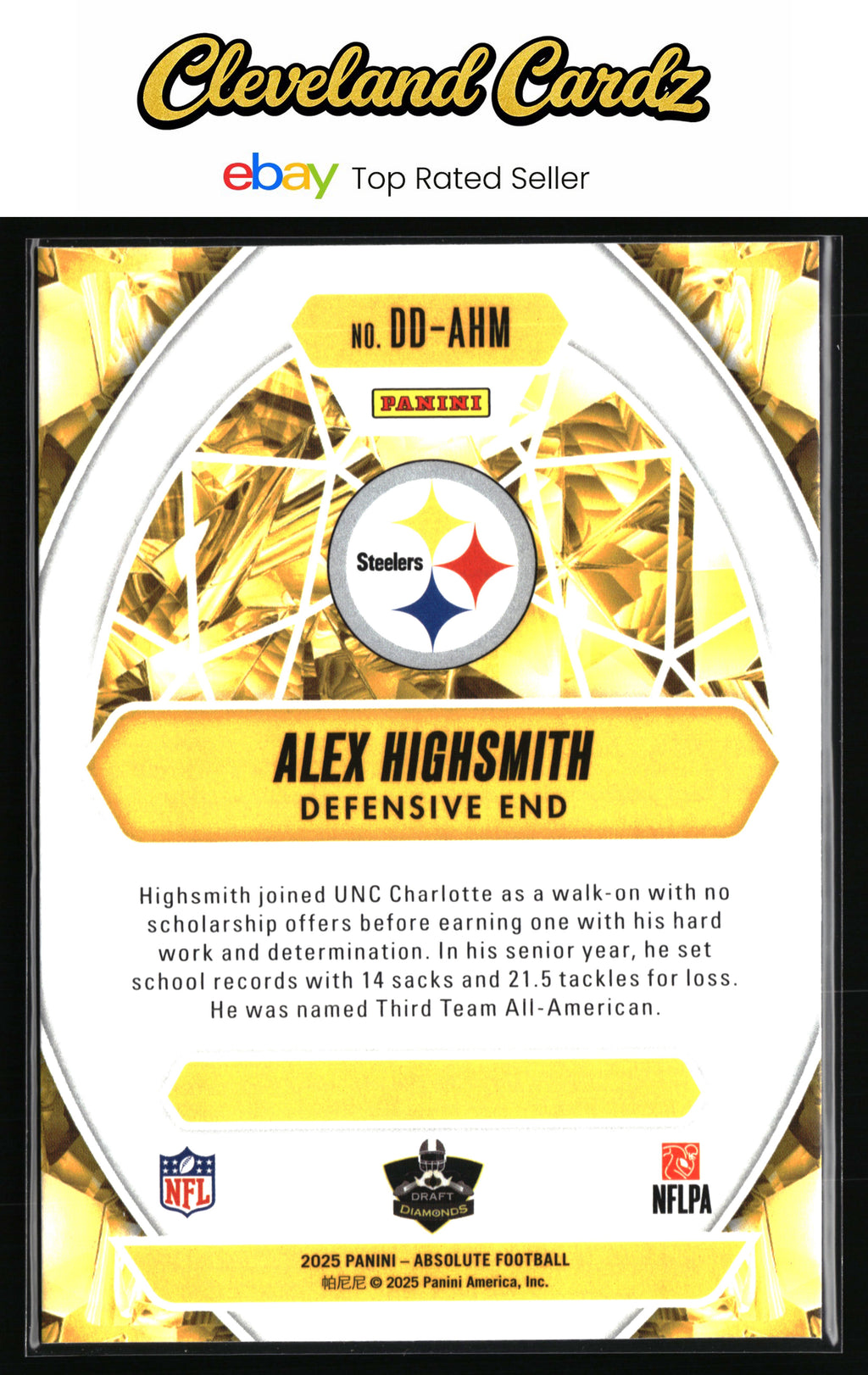 2025 Panini Absolute #DD-AHM Alex Highsmith Draft Diamonds