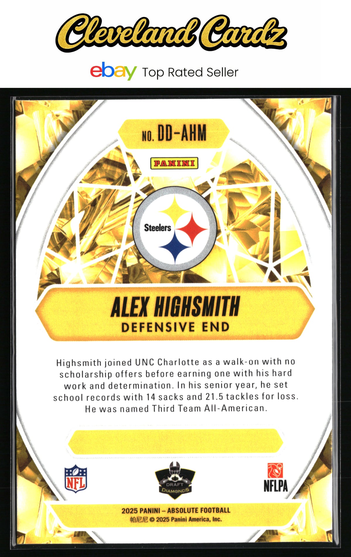 2025 Panini Absolute #DD-AHM Alex Highsmith Draft Diamonds