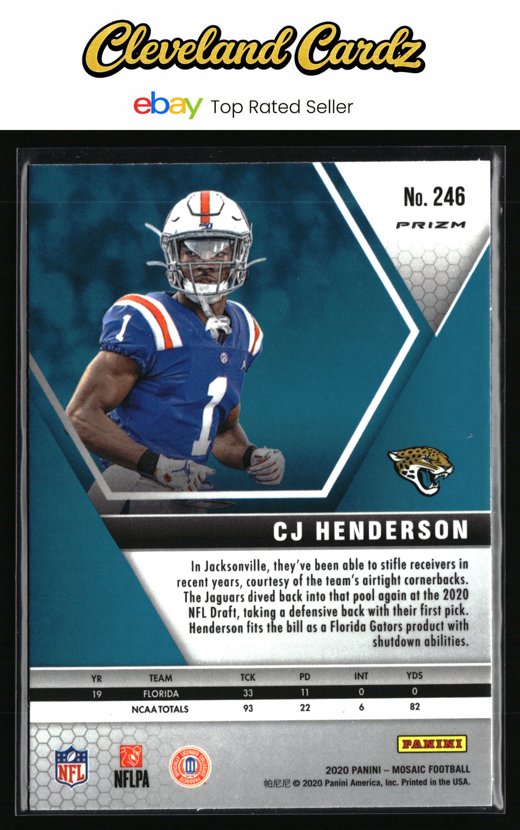 2020 Panini Mosaic #246 CJ Henderson Prizm Reactive Gold