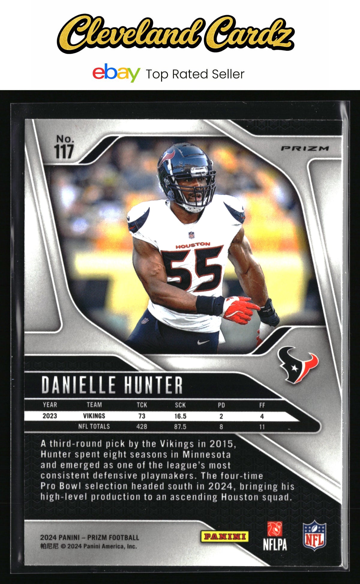 2024 Panini Prizm #117 Danielle Hunter Neon Green Pulsar