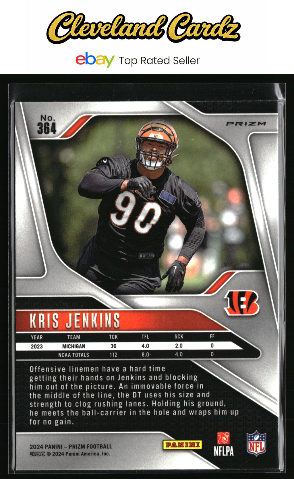 2024 Panini Prizm #364 Kris Jenkins Orange Ice COLORMATCH