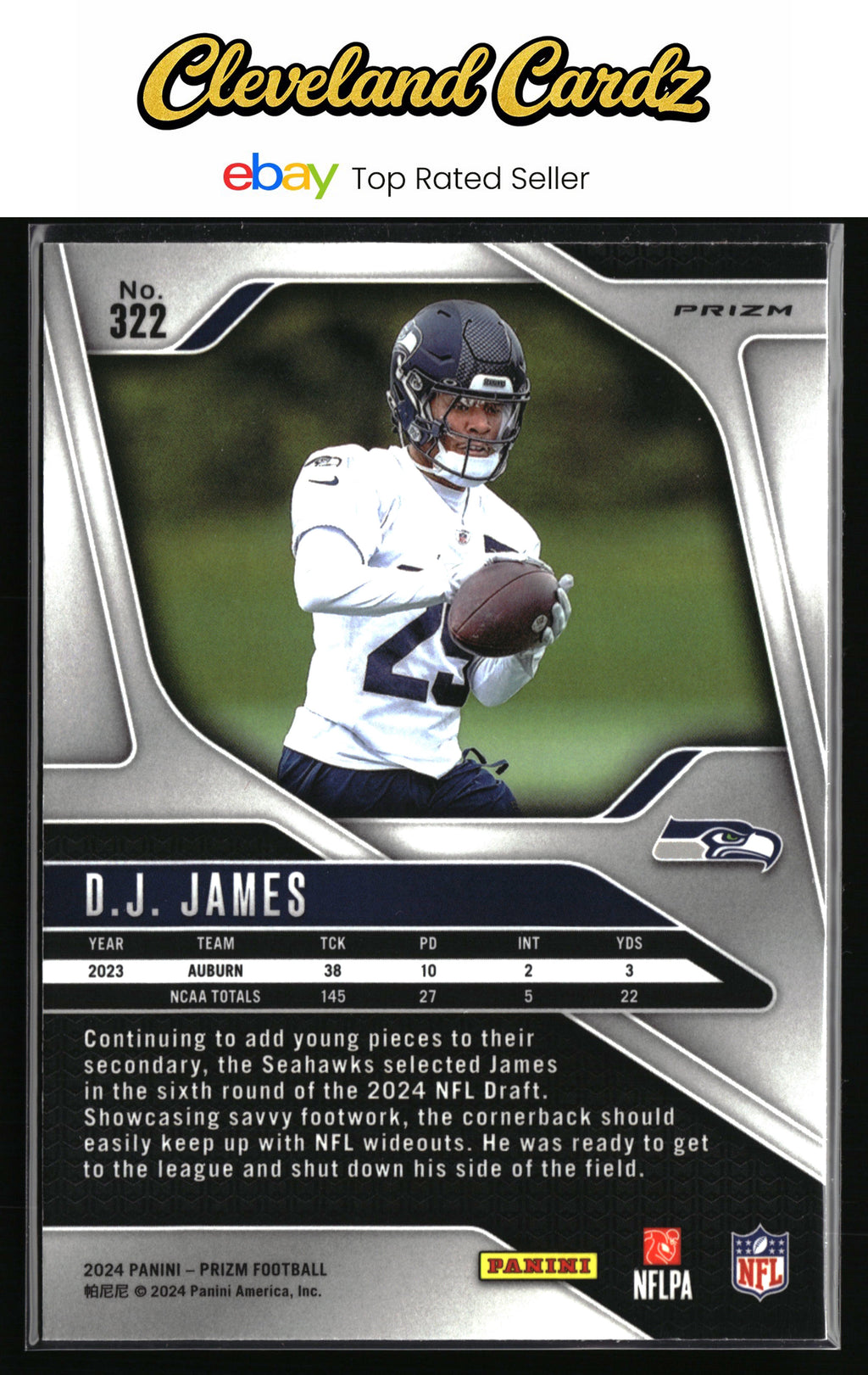 2024 Panini Prizm #322 D.J. James Orange Ice