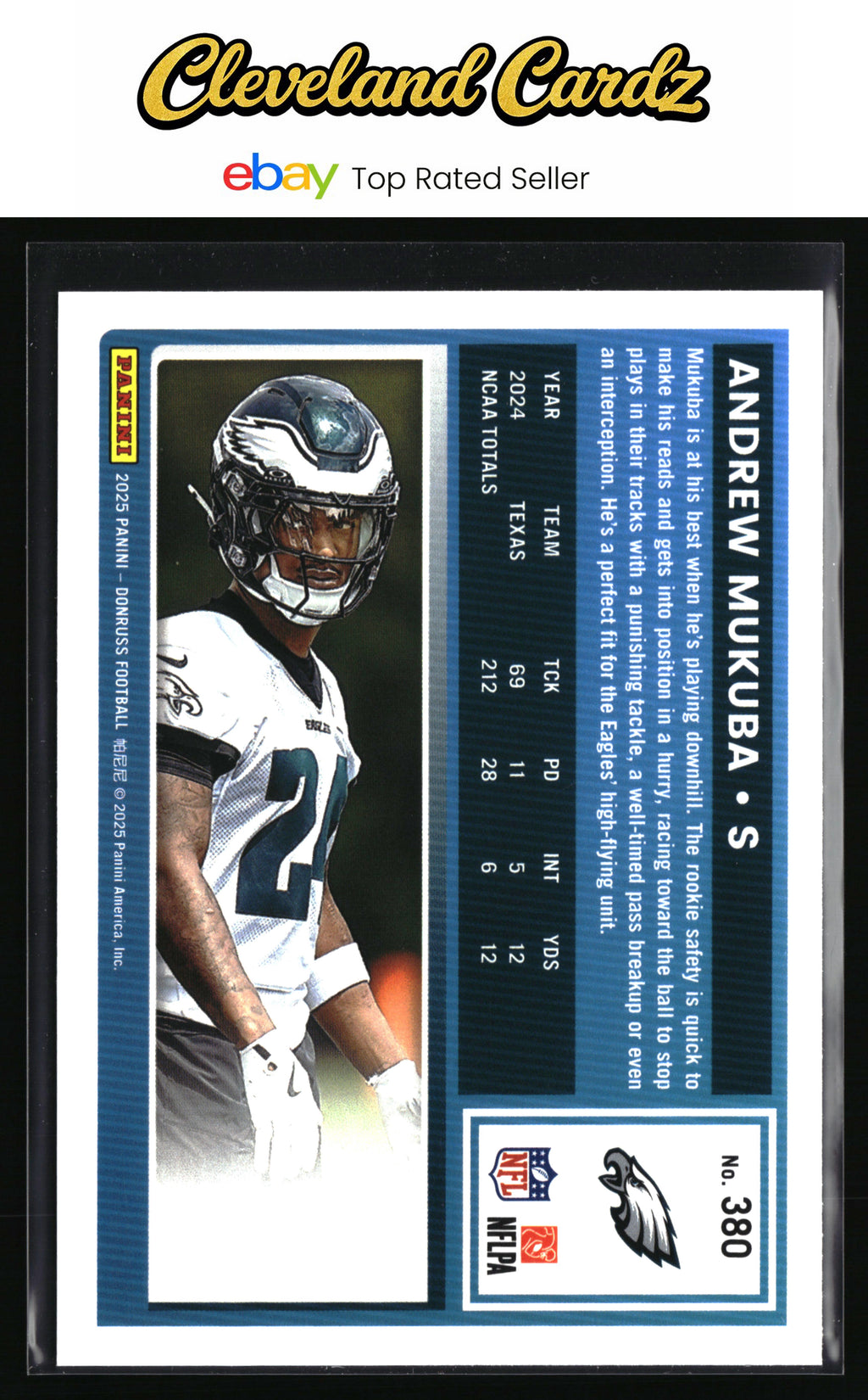 2025 Donruss #380 Andrew Mukuba Press Proofs Blue