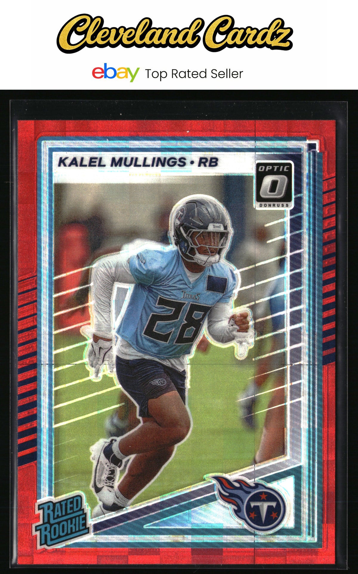 2025 Donruss #378 Kalel Mullings Optic Rated Rookies Preview Red Pandora