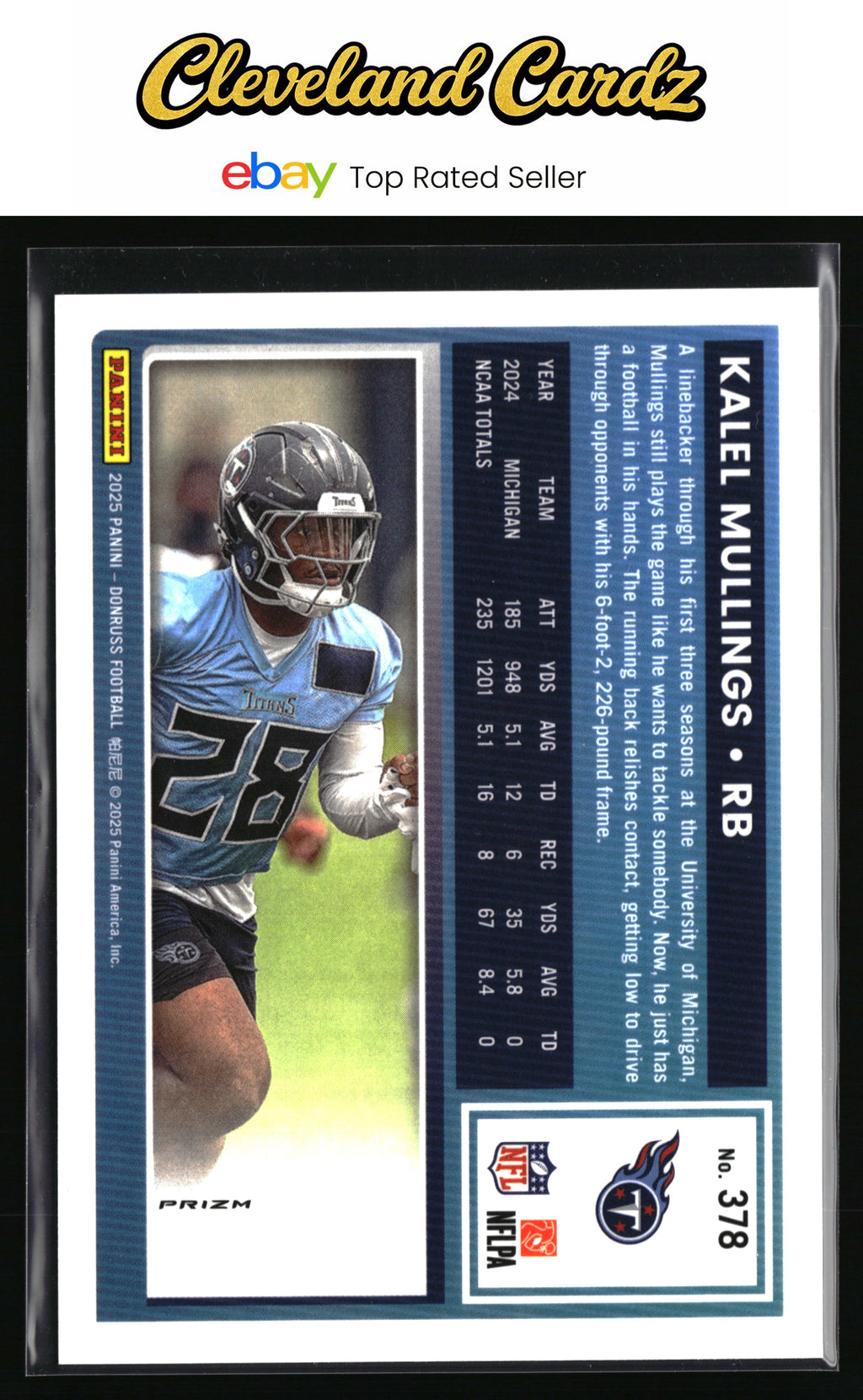 2025 Donruss #378 Kalel Mullings Optic Rated Rookies Preview Green Velocity