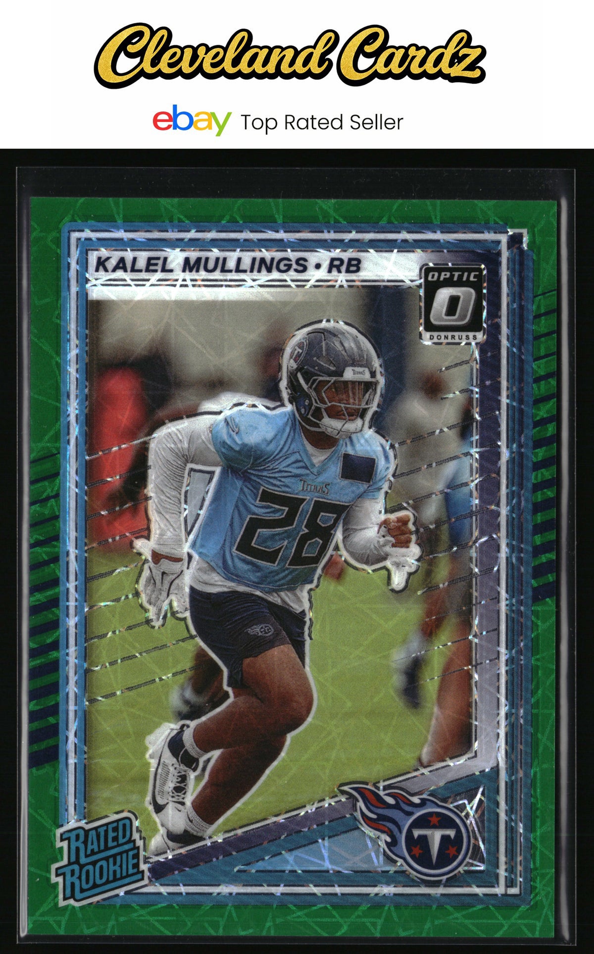 2025 Donruss #378 Kalel Mullings Optic Rated Rookies Preview Green Velocity