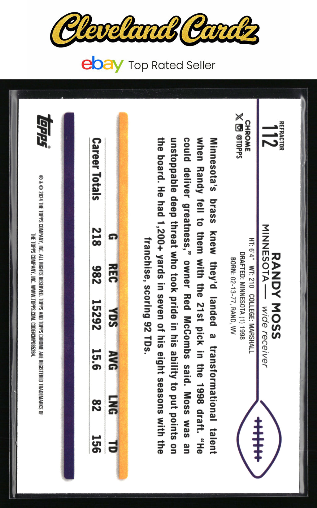 2024 Topps Chrome #112 Randy Moss Refractor